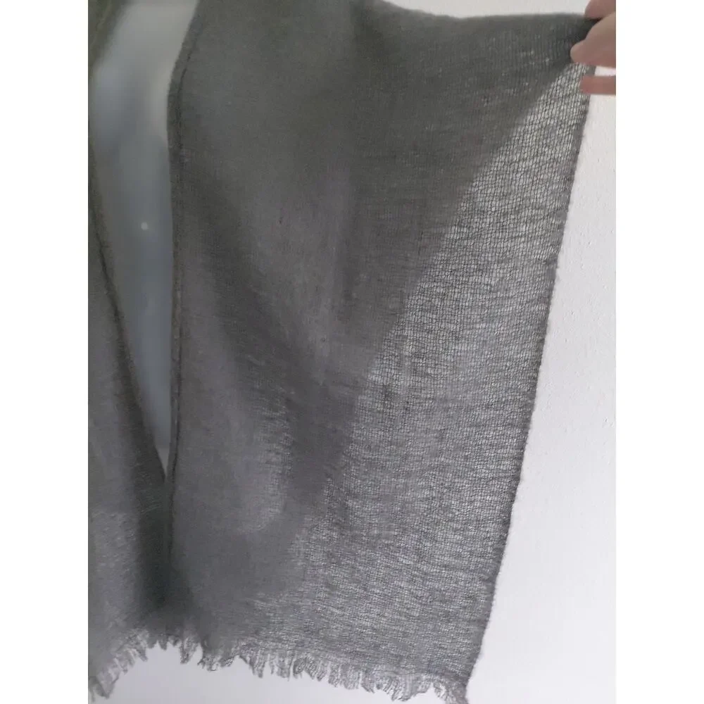 Foulards Japanese Kimono Shawl Open Front Gray Woven VTG Lagonlook Minimalist